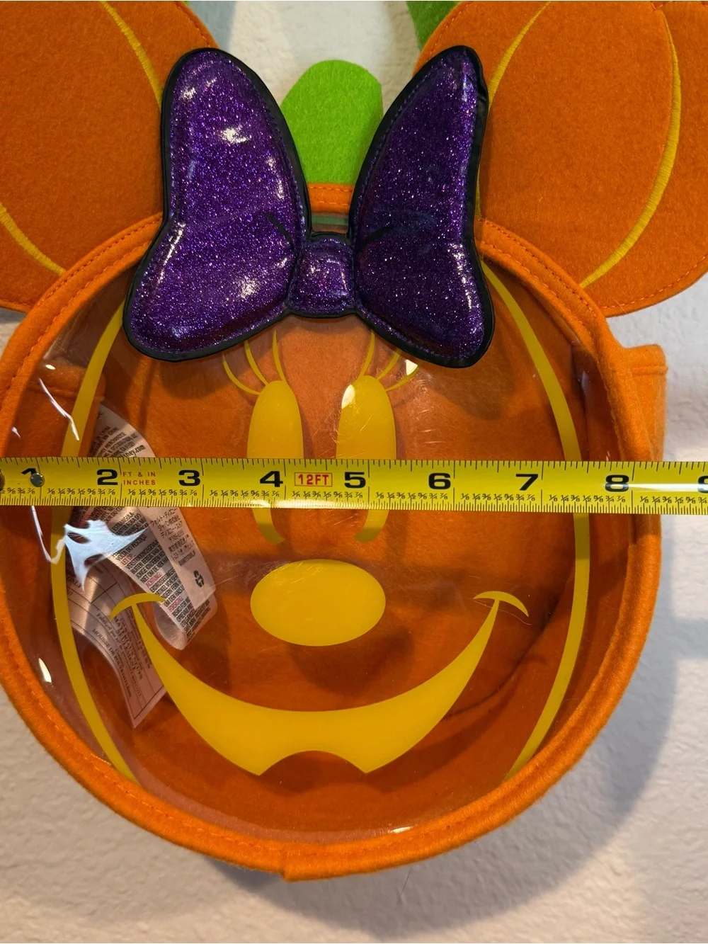 Disney World Minnie Mouse Glow-in-the-Dark Pumpkin Trick Or Treat Candy Bag EUC